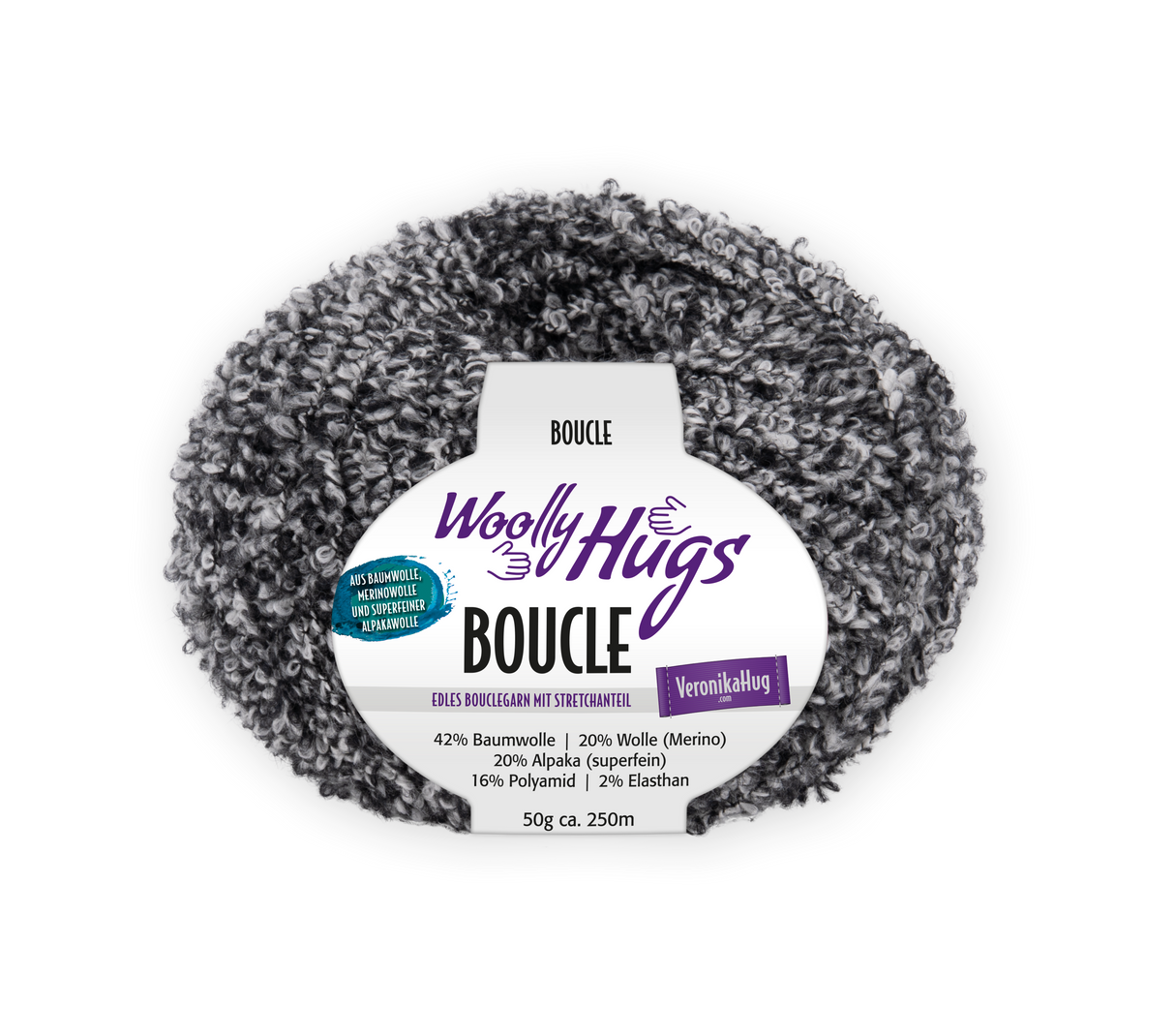 Woolly Hugs Boucle 278757.0098 SCHWARZ/GRAU 50 g