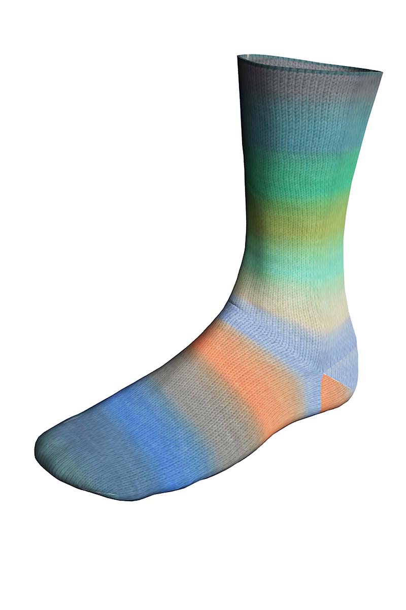 Lang Twinn Soxx Merino 4-fach 648.0558 TUERKIS/LILA/ORANGE 100 gr