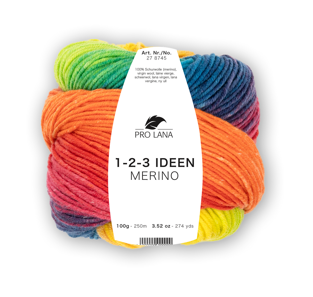 Pro Lana 1-2-3 Ideen Merino 278745.0014 BLAU/ORANGE/GELB 100 gr
